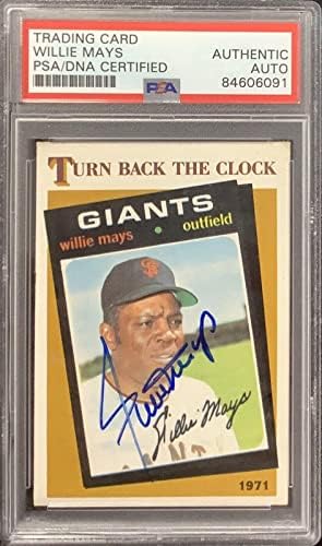 Willie Mays assinada em 1986 Topps #403 Gigantes de beisebol Autograph Hof PSA/DNA - Cartões autografados de arremesso de beisebol