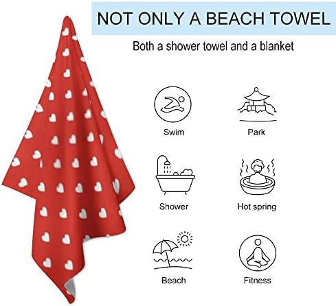 Vantaso Polka Dot Red Hearts Toalha de banho Toalha de banho Oversize leve 31x51 polegada Toalha de praia Piscina de natação