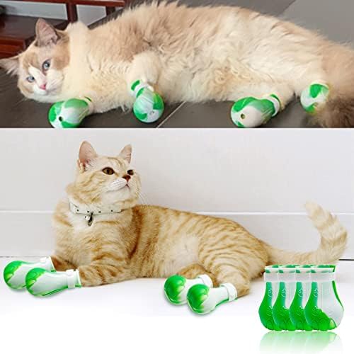 Botas de gato de 4pcs para gatos apenas capas de pata Protetores Sapatos de garras de update de update Ferzas feridas Silício Anti Scratch