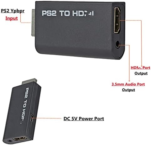 PBKinkm PS2 portátil para 480i/480p/576i Conversor de vídeo de áudio com suporte de 3,5 mm Todos os modos de exibição