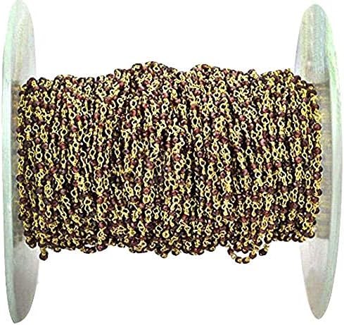 Garnet Minchas Cadeia de Rosário, arame de 2 mm de arame de arame de link embrulhado Rosário de pedra