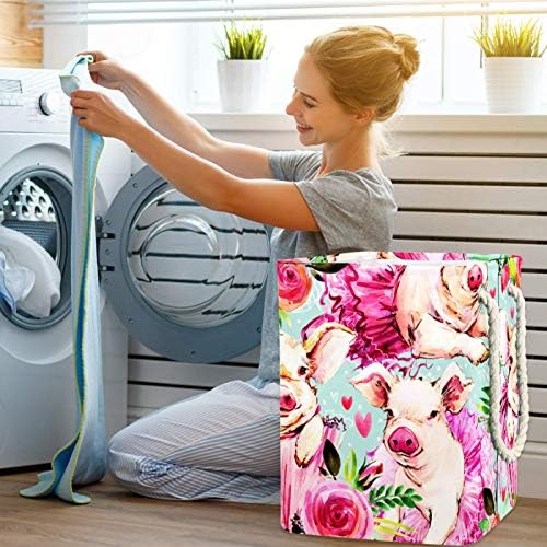 Deyya Pig Animal Laundry Baskets dificultam altos altos dobráveis ​​para crianças adultas meninos adolescentes meninas