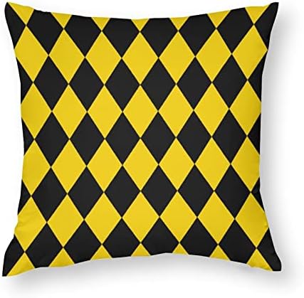 Conjunto de padrões de diamante amarelo e preto de 2 travesseiros de arremesso de almofada quadrada travesseiros