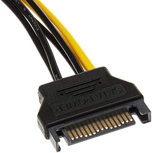 MONOPRICE SATA CABO - 0,67 pés - preto | SATA 15 pin a 6pin PCI Express Card Cable