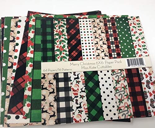 6x6 Pattern Paper Pack - Feliz Natal - Para 7 Scrapbook Premium Paper Specialty Paper de 6 x6 coleção inclui 64 folhas - 50% padrões menores - Por Miss Kate Cuttables