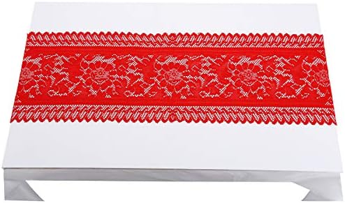 Mookaitedecor Lace Table Runner para a decoração da mesa de café da festa de casamento, Red, 13 x 54 polegadas