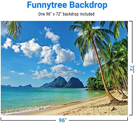 Funnytree 8x6ft verão praia tropical praia pano de fundo litoral palmeiras de ilhas fotográficas Antecedentes azuis do mar do