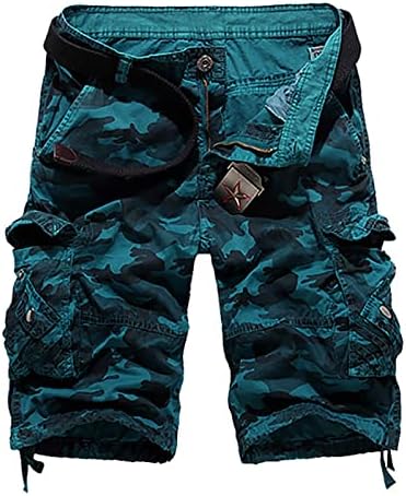 Shorts de carga de camuflagem para homens Casual Multi Pocket Military Short Relaxed Fit Camouflage Shorts sem cinto