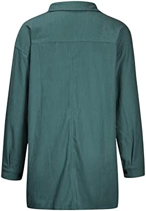 Jaqueta de calça de barraca feminina de manga longa de manga longa de flanela botão de lapela para baixo para casacos