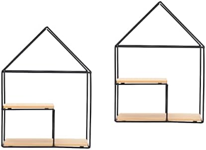 Alipis 2 PCs em forma de casa em forma de casa Metal Art Metal Metal Ferro de madeira Bedro de categorias de brechas de entrada