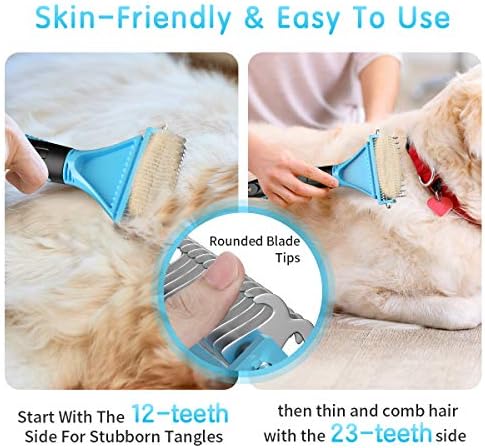 Tool Mennyo Dog Helfing Tool Rake Undercoat para cães de 2 lados Dematting pente Brush para cabelos curtos longos