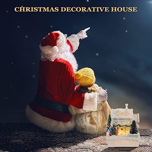 Sewacc Christmas LED LIGHT UP Village House Mini Resina Casa Bateria de Ornamento Opere Tabela de Natal Centerpieces Para