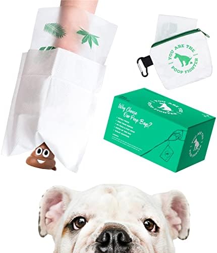 Oristout Sacos de cocô de cães ecológicos com dispensador, sistema de 2 camadas, bolsa externa reciclável para reutilização