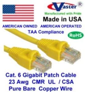 Super E Cable SKU -81979 - Feito nos EUA - Amarelo - 120 pés - UTP CAT.6 Ethernet Patch Cable - Pure Copper 23 AWG - UL CMR