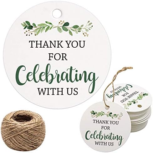 Obrigado por comemorar com as tags, 100pcs vegetação agradecimento por tags para festas de festa de chá de bebê de aniversário
