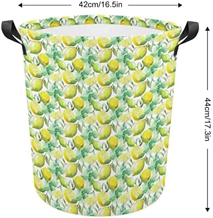 Lavanderia cesta de limão cesto com alças cesto dobrável Saco de armazenamento de roupas sujas para quarto, banheiro, livro