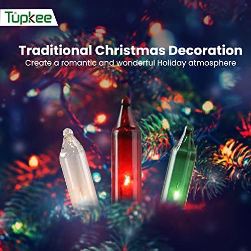 Tupkee Christmas String Lights 100 Contagem - Mini Red, Verde e Clear Luz de Natal - 20,5 pés Filtro leve - Luzes de árvore de Natal - Decorações de Natal internas e externas