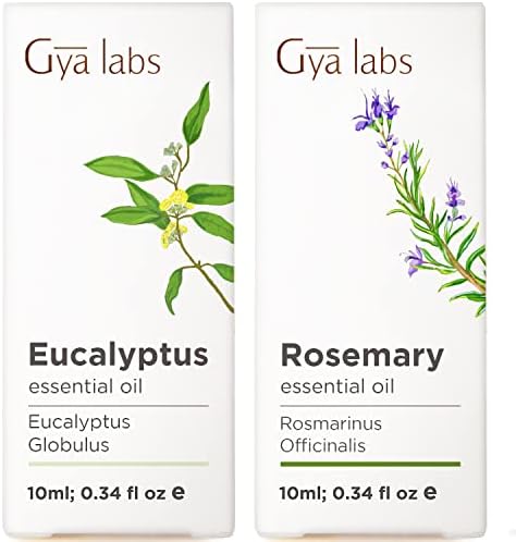 Óleo essencial para eucalipto para óleo de difusor e alecrim para o conjunto de crescimento de cabelo - de óleos essenciais de grau terapêutico puro - 2x10ml - Gya Labs