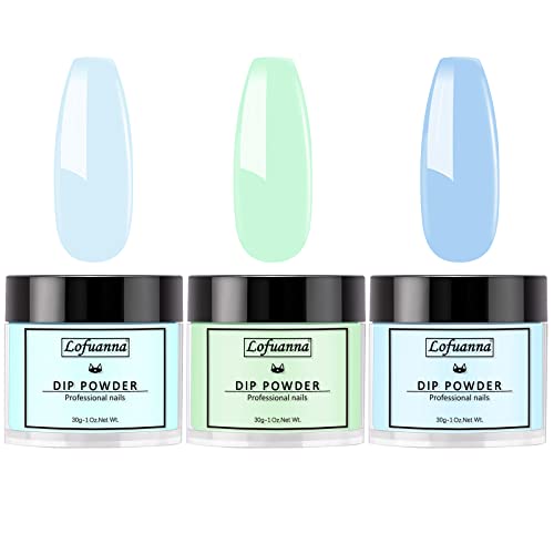 Lofuanna unha Dip Powder Kit Green Green Art French Nail Art para Starter Manicure Salon Diy em casa Dipping Powder