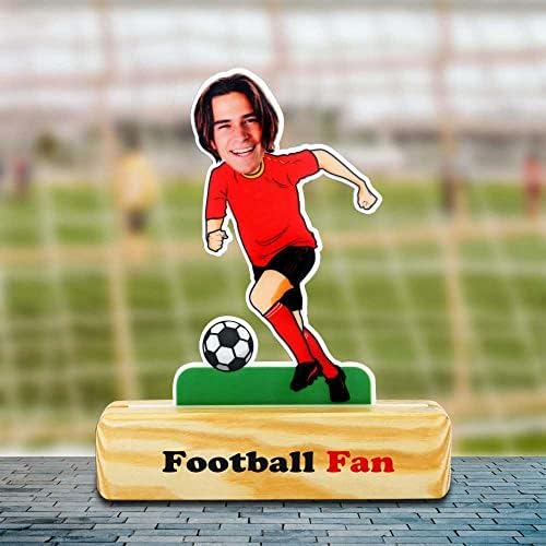Quirkaboo Fã de futebol personalizado Caricatura Presente de foto com suporte de madeira