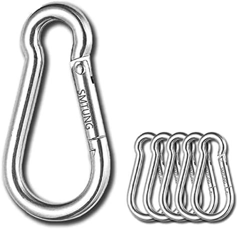 Smtung 6 pacote de mola de mola gancho 304 Aço inoxidável Multifuncional Carabiner Camping Pesca caminhada