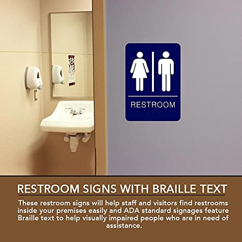 Corko Manufacturing Unissex Braille Sinal de banheiro - vem com símbolos gráficos e fita de 3m de dupla face para proteger perfeitamente