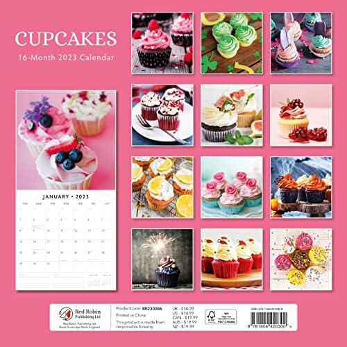 2023 Cupcakes Monthly Wall Calendário por Red Robin Calendários 12 x 12