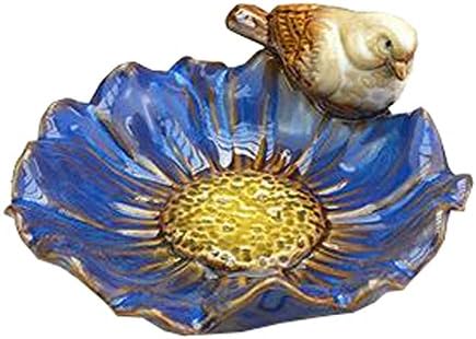Pássaro multiuso e flor de cerâmica de cerâmica Soop titular de joalheria bandeja Decoração de casa Presente - azul