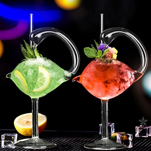 Glass de coquetel inftyle - Conjunto de 2 vidro de cisne 6oz de óculos criativos de drabing Presente de casamento para suco, martini, tequila, margarita