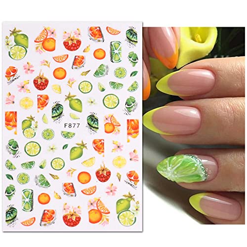 Jmeowio 9 lençóis adesivos de unhas de frutas de verão adesivos de arte decisões autoadesivas pegatinas uñas suprimentos