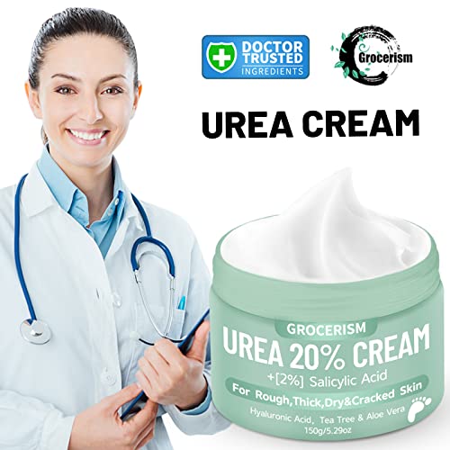 Creme de uréia 20% para pés mais 2% de ácido salicílico 5,29 oz || Creme de pé e creme de mão resistência máxima com ácido hialurônico,