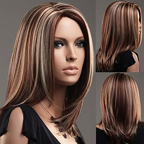 Dunel Wigs Hair para mulheres Aldeias de ombro perucas para mulheres ombre ombre loira marrom parte média hambonera de aparência natural perfeita para diariamente
