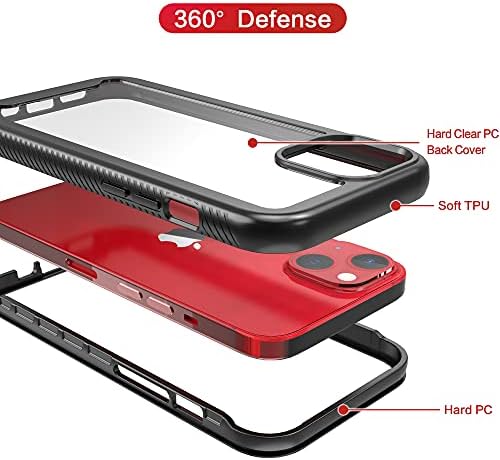 Idystar iPhone 13 Caso Clear for Men Boys, iPhone 14 Case, Hybrid 2 em 1 Proteção à prova de choque resistente Hard Durable