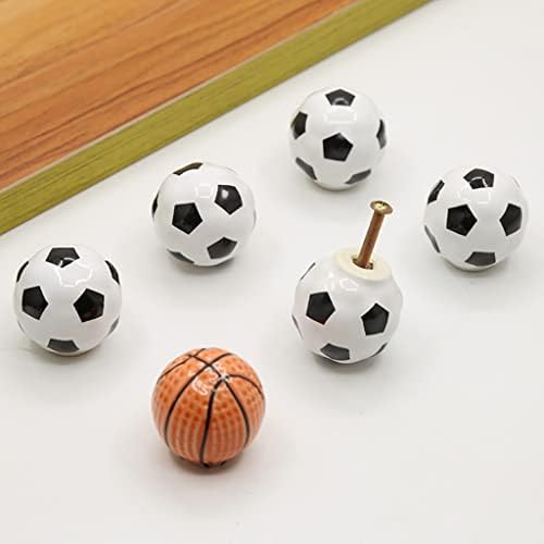 Botões de basquete de cerâmica pesada emeake botões de bola, 4 PCs Ball Sports Party Tema Children e Baby Home Decor Drawer Puxa alças para armário de armário de armário de armário de armário