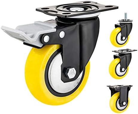 Wonoos 4pcs Industrial Wheel Poliureretano giratória giro - Fortes - equipamentos industriais, aparelhos e rodas de carrinho, E, 5 polegadas