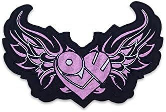 Love Tribal Wings Patch Center Iron-on-on-on-of para colete de motociclista ou jaqueta