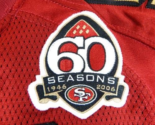 2006 San Francisco 49ers 58 Jogo emitiu Red Jersey 60 temporadas Patch 44 DP28754 - Jerseys de jogo NFL não assinado usada