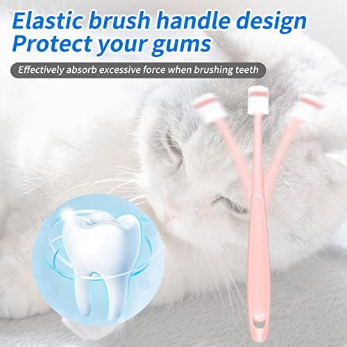 Pet Cat Dog dentes escova e kit de escova de creme dental, pasta de dentes de sabor de baunilha e 2 pcs 360 dentes