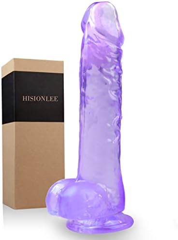 Brinquedo de sexo realista de vibrador, vibrador claro de 7,7 polegadas com copo de sucção para brincar com as mãos livres, material