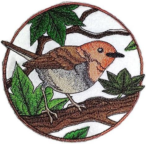 A natureza tecida em fios, Amazing Birds Kingdom [Robin Circle Japonês [Custom and único] Ferro bordado On/Sew Patch