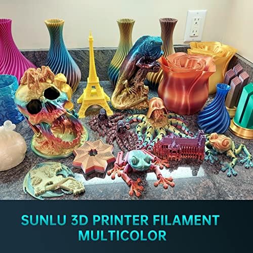 Filamento da impressora 3D SunLU, Filamento de seda 250g PLA e pacote de filamentos PETG, 16 rolos, ouro claro+prata+roxo+vermelho+laranja+amarelo+rosa+bronze+preto+branco+cinza+transparente+azul+verde+vermelho+laranja+laranja