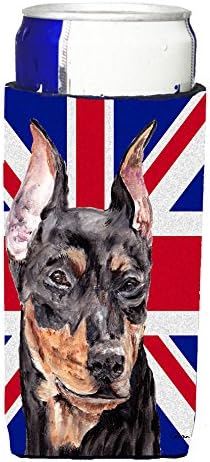 Tesouros de Caroline SC9872MUK Pinscher alemão com a bandeira britânica da Union Jack British Ultra Hugger para latas esbeltas, lata