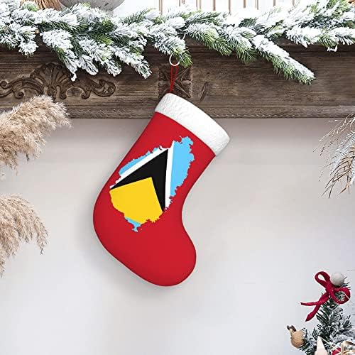 Qg zzx meias de natal com mapa de bandeira de punho super macio de plugue de santa Lucia Natal meias