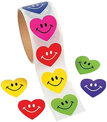 Fun Express Heart Smile Smile Face Stickers para o Dia dos Namorados - Papelaria - adesivos - Roll - Dia dos Namorados