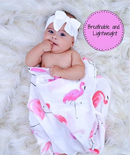 Lollybanks Swaddle Blanket | Algodão de musselina | Recém -nascido e Baby Nursery Essentials for Girls, Registry | Impressão flamingo