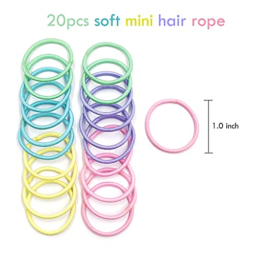 Simsq ​​para 6pack unsicorn hair clip/20pack mini cabana corda para meninas brilho arco -íris acessórios para meninas de desenho animado