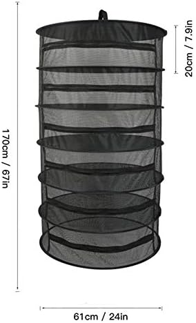 N / A Mesh de 6 camadas de secagem, dobrável, preto, fácil de transportar, com zíper, pode ser usado para pendurar roupas, ervas, adequadas para casa, uso ao ar livre