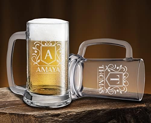 Canecas de cerveja personalizadas teemore adicione seu nome de monograma aniversário aniversário de casamento
