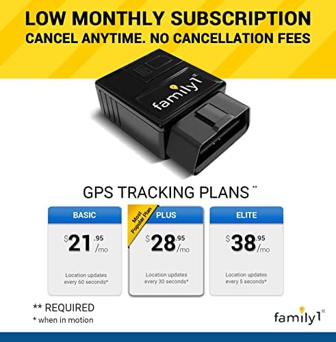 Family1st OBD GPS Tracker para veículos, dispositivo de rastreador de localização do carro com alertas inteligentes e relatórios