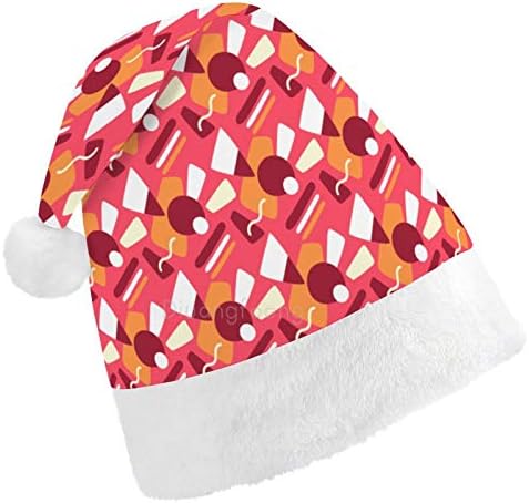 Chapéu de Papai Noel de Natal, chapéu de férias geométricas de Natal laranja para adultos, Hats de Natal de Festume Festivo